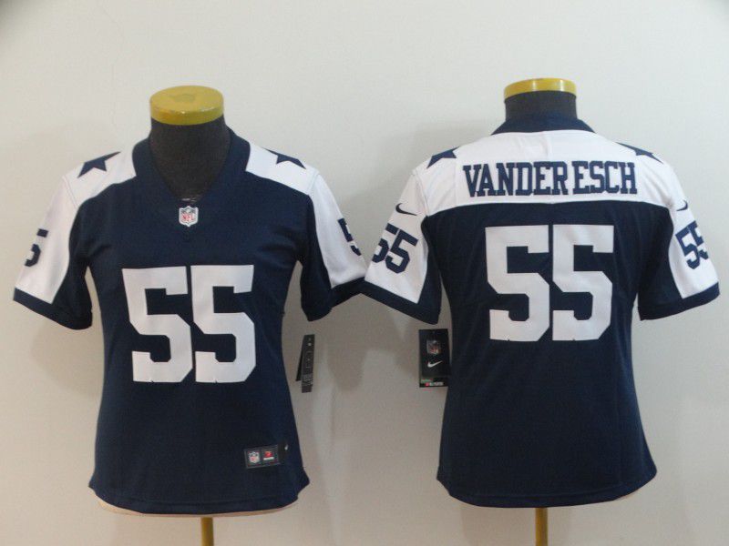 Women Dallas Cowboys 55 Vander esch Blue Thanksgiving Nike Vapor Untouchable Limited Playe NFL Jerseys
